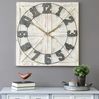 Rustic Farmhouse White Square Wall Clock