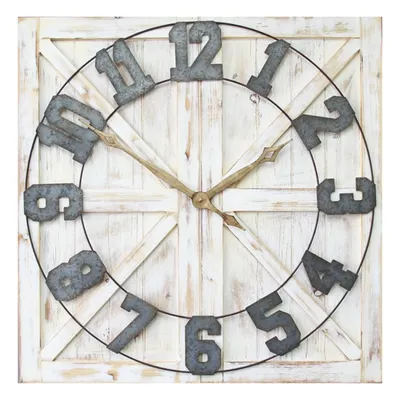 Rustic Farmhouse White Square Wall Clock