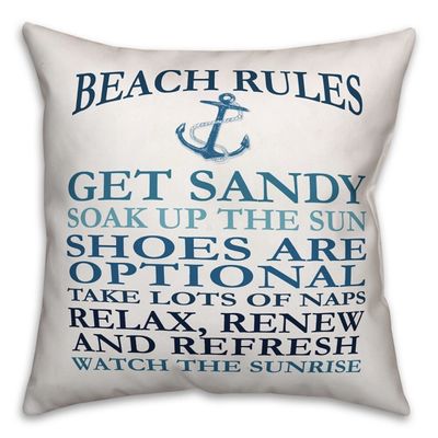 Nautical Beach Rules Outdoor Pillow