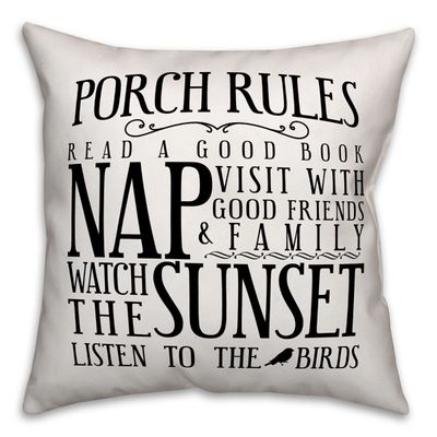 Porch Rules Outdoor Pillow