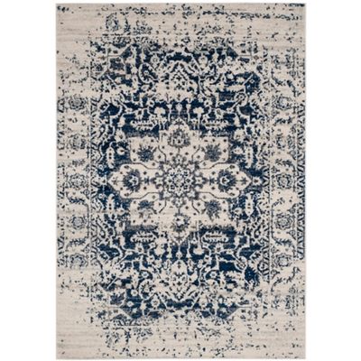 Navy and Cream Madison Distressed Area Rug, 5x7