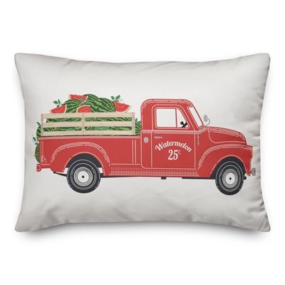 Vintage Watermelon Truck Outdoor Pillow
