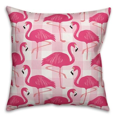 Pink Buffalo Check Flamingo Outdoor Pillow