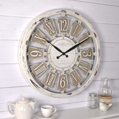 White Antique Plaques Wall Clock