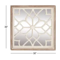 White Wood Lattice Overlay Mirror