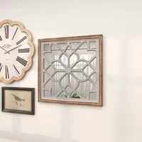 White Wood Lattice Overlay Mirror