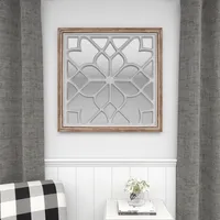 White Wood Lattice Overlay Mirror