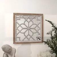 White Wood Lattice Overlay Mirror