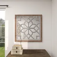 White Wood Lattice Overlay Mirror