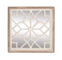 White Wood Lattice Overlay Mirror