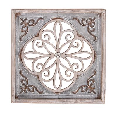 Gray Finish Wood and Metal Wall Plaque