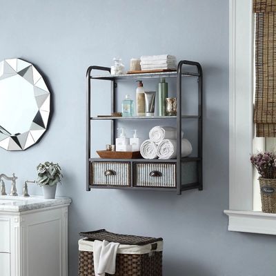 Metal with 2-Drawers Rustic Wall Cabinet