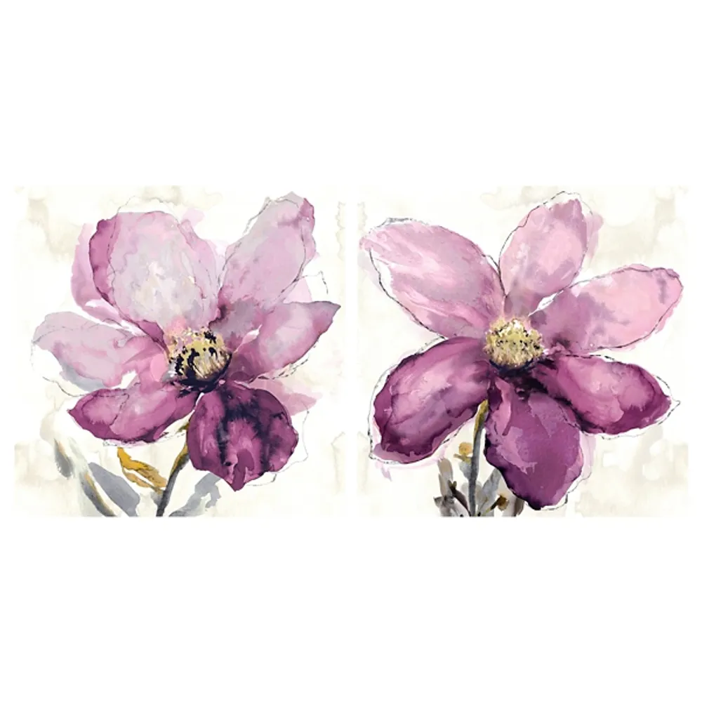 Floral Wash Giclee Canvas Art Print, Set of 2