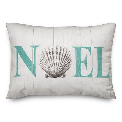 Blue Noel Shell Christmas Accent Pillow