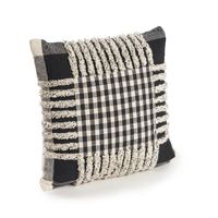 Black Check Textured Pillow