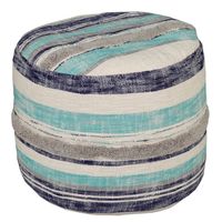 Blue Slub Tufted Pouf