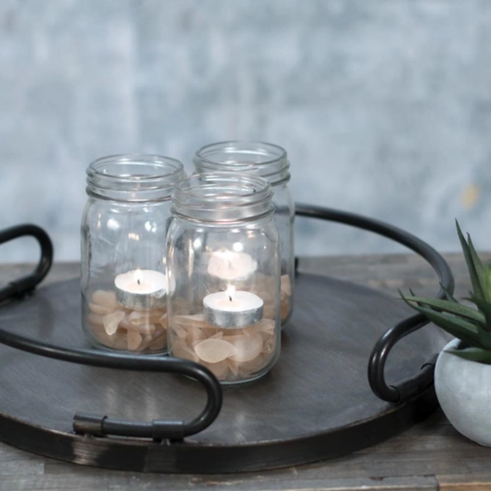 Round Curved Metal Handles Tray