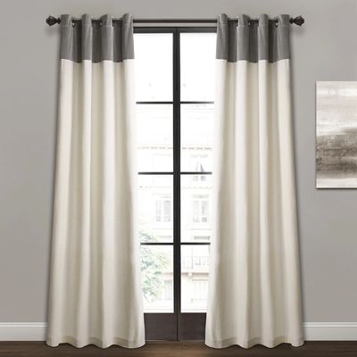 Gray and Ivory Millie Curtain Panel Set, 84 in.