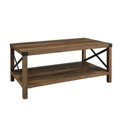 Oak Industrial X-Frame Coffee Table