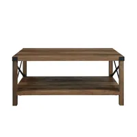 Oak Industrial X-Frame Coffee Table