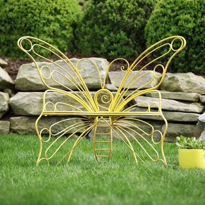 Yellow Metal Butterfly Garden Chair