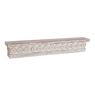 Ornate Farmhouse Wooden Wall Shelf, 36 in.