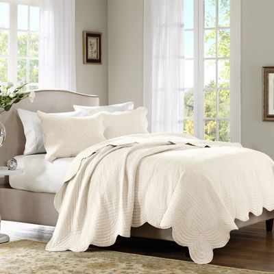 Ivory Scalloped Monica 3-pc. King Coverlet Set