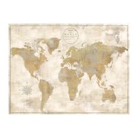 Cream Rustic World Map Giclee Canvas Art Print