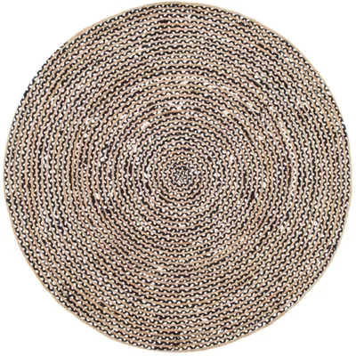 Natural and Black Finch Round Area Rug, 6 ft.