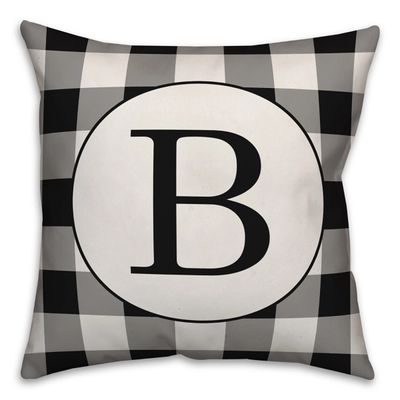 Black Buffalo Check Monogram B Pillow