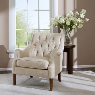 Elle Tufted Cream Accent Chair