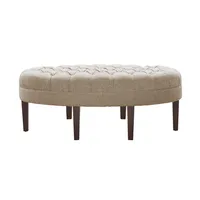 Cory Tufted Natural Linen Ottoman