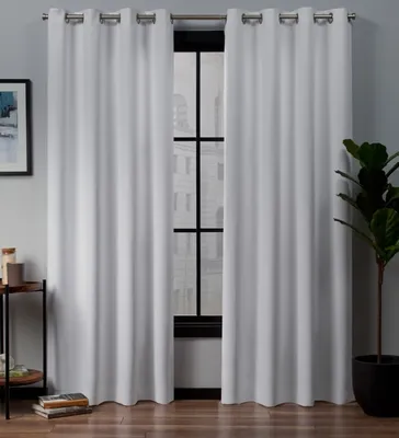 White Acme Blackout Curtain Panel Set, 84 in.