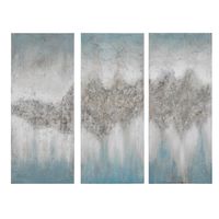 Blue and Gray Floral Canvas Art Prints, Set of 3