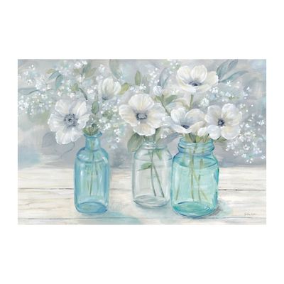 Jar Bouquet Landscape Giclee Canvas Art Print