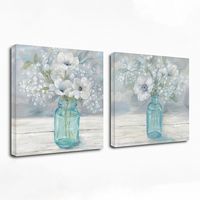 Jar Bouquet Giclee Canvas Art Prints, Set of 2