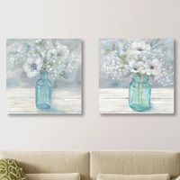 Jar Bouquet Giclee Canvas Art Prints, Set of 2