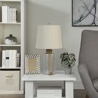 Glass Jug Table Lamp with Rope Trim