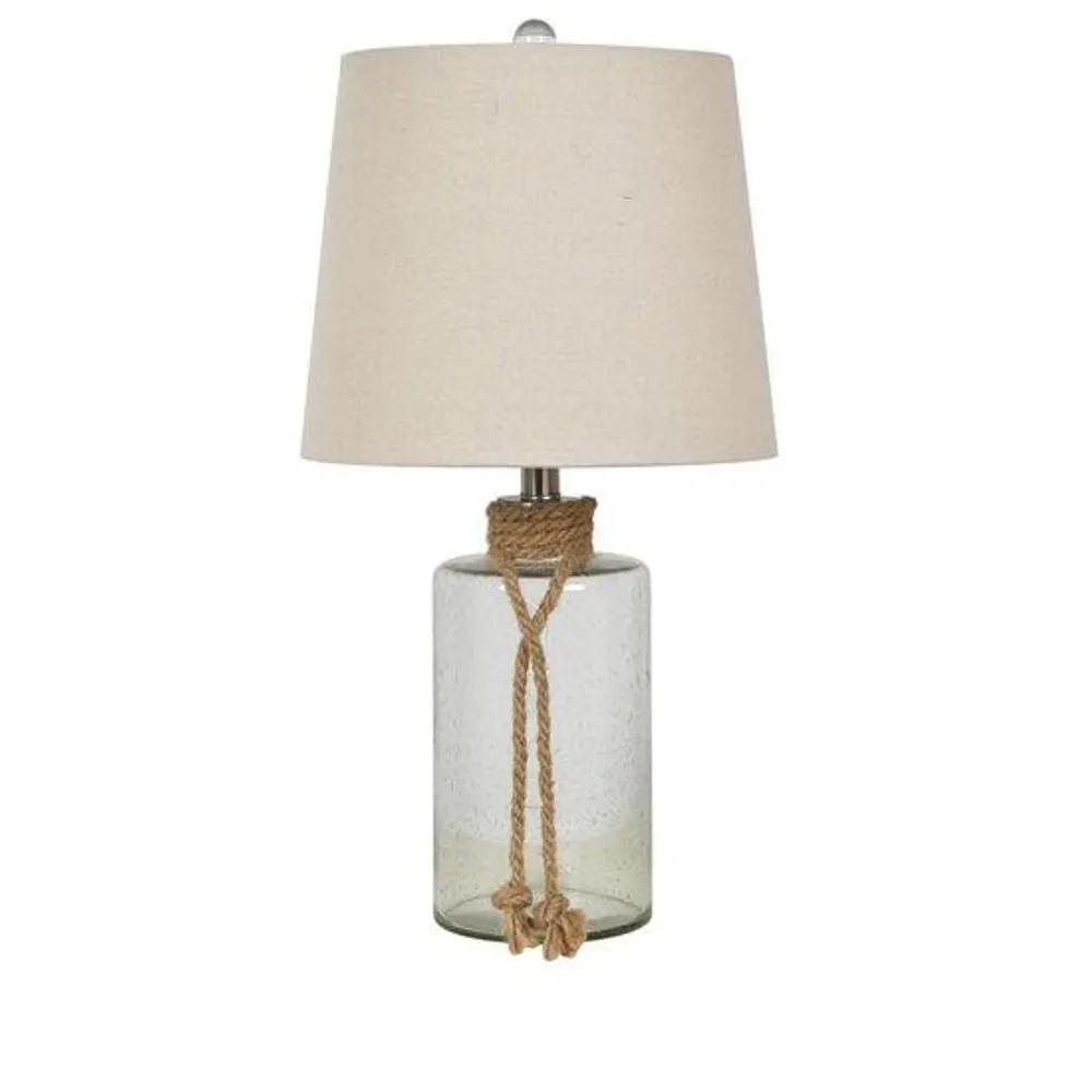 Glass Jug Table Lamp with Rope Trim