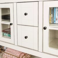 Antique White Wood TV Stand Console Table