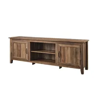 Rustic Oak Wood Grooved Door TV Stand