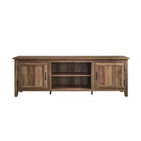 Rustic Oak Wood Grooved Door TV Stand