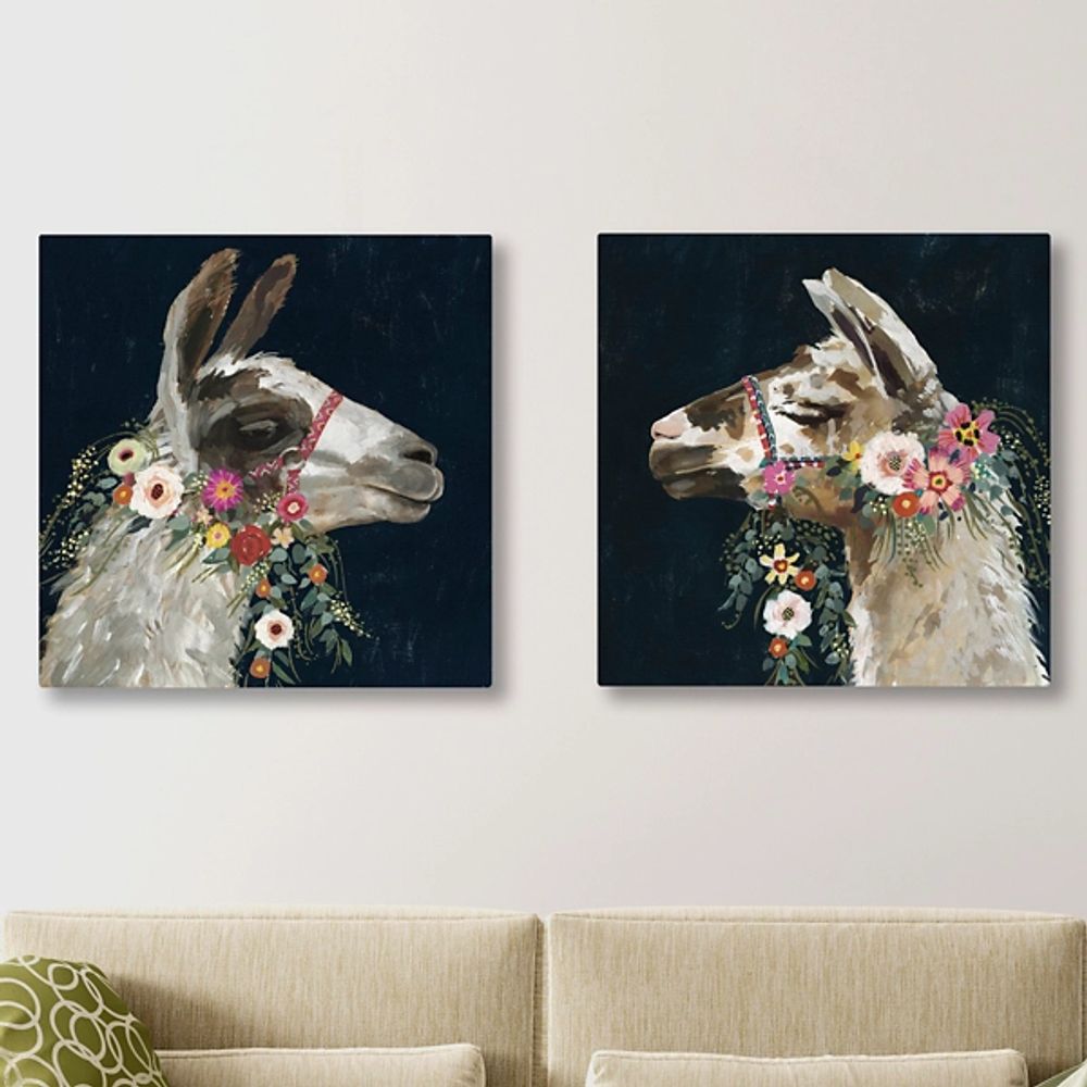 Lovely Llama Canvas Art Prints, Set of 2