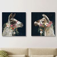 Lovely Llama Canvas Art Prints, Set of 2