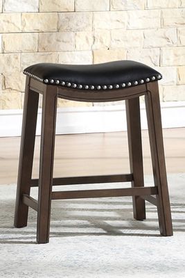 Black Ella Saddle Counter Stool with Nailhead Trim