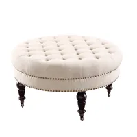 Charlotte Tufted Round Natural Ottoman