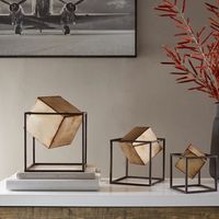 Gold Cube Quad Sculptures, Set of 3