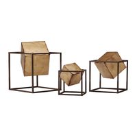 Gold Cube Quad Sculptures, Set of 3