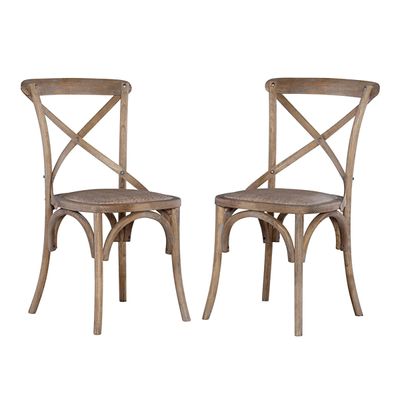 French Country X-Back Dining Chairs, Set of 2