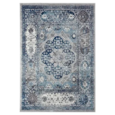 Aqua and Gray Alex Loomed Area Rug, 7x9